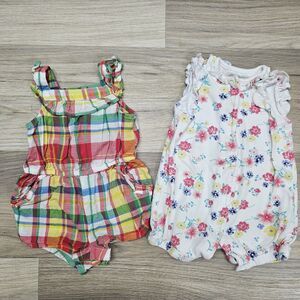 Baby Girl Floral Plaid One Piece Outfit Crown & Ivy Little Me 6 Months